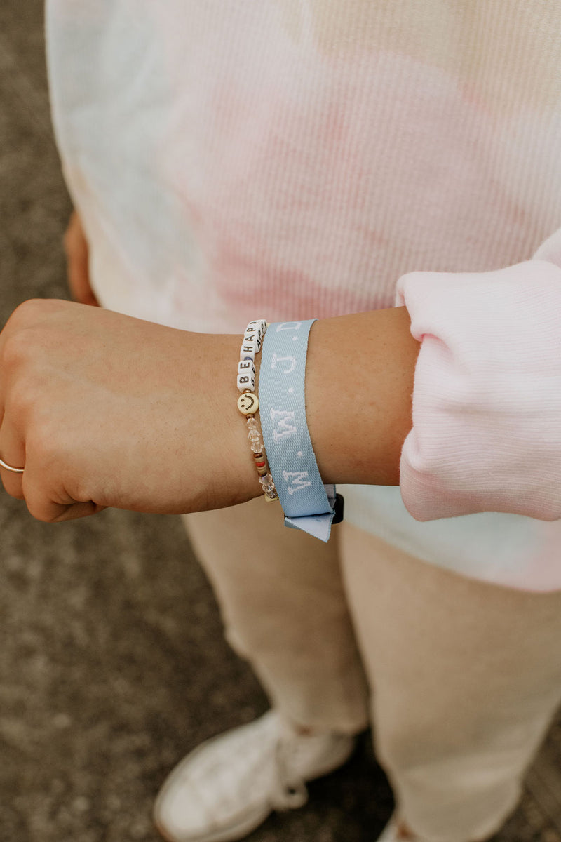 WWJD Old School Bracelet- BABY BLUE!