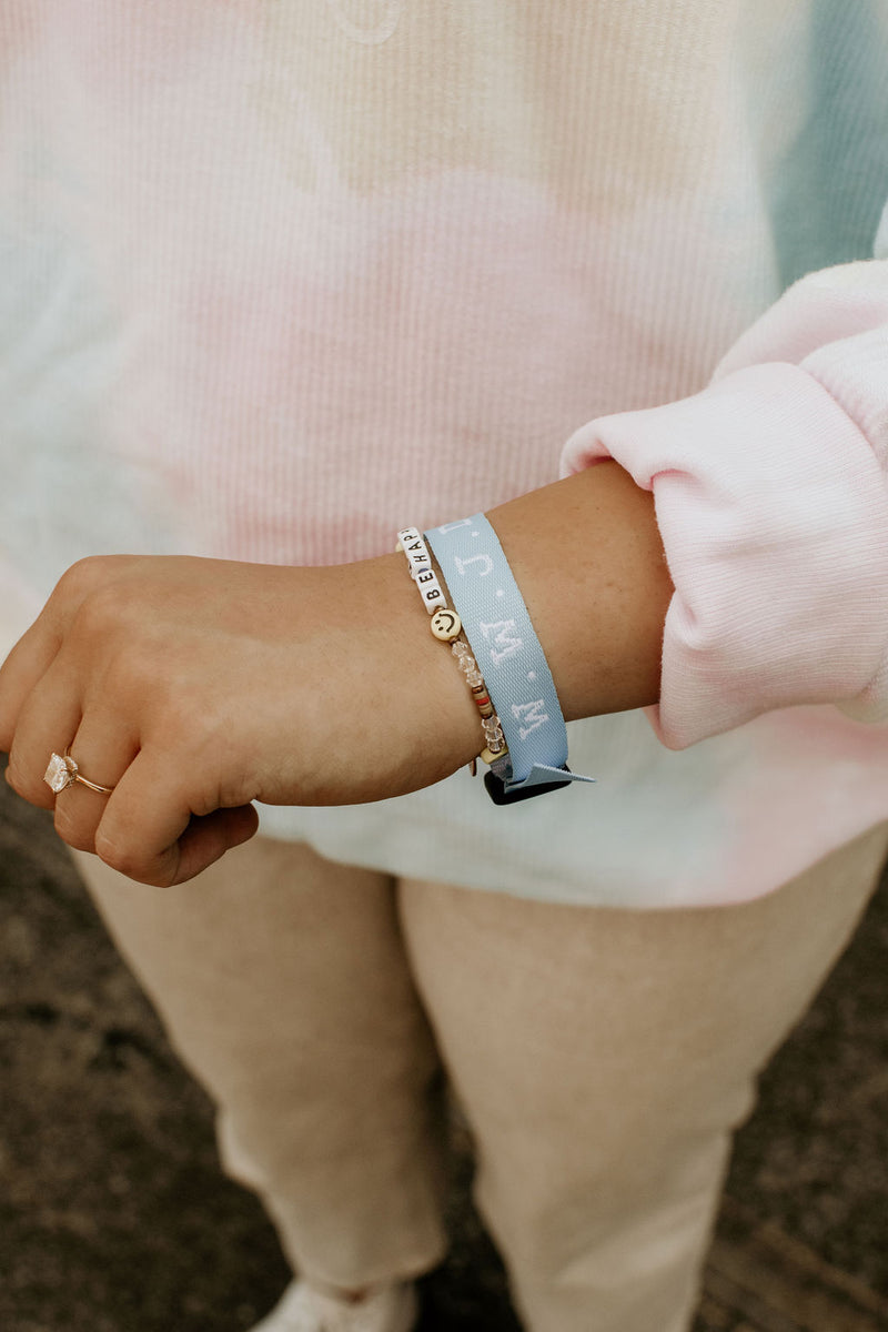 WWJD Old School Bracelet- BABY BLUE!