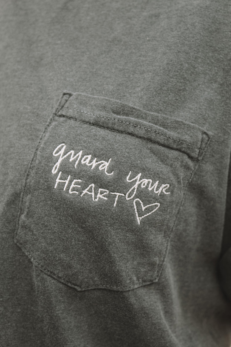 Guard Your Heart Embroidered Pocket Tee **placement above pocket