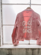 GRACE UPON GRACE Daisy Distressed Denim Jacket- PINK