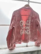 GRACE UPON GRACE Daisy Distressed Denim Jacket- PINK